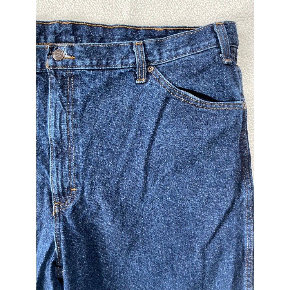 Dickies Mens 42x30 Relaxed Straight Workwear Jeans Dark Wash Blue 43686 Utility - Picture 9 of 15